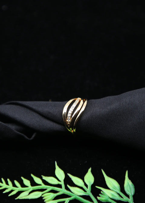 Zaywer | Golden White Stone Gold Plated Ring