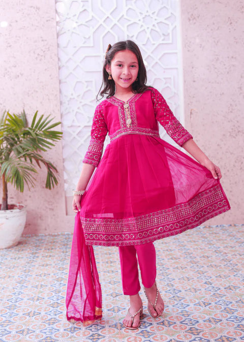 Vivid Pink Short Frok-KST 038