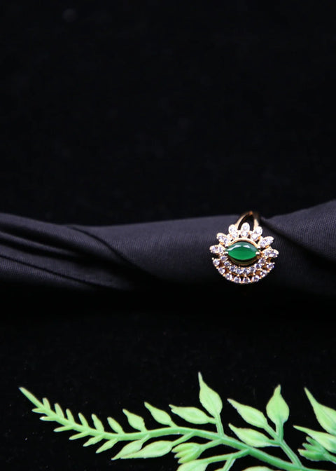 Zaywer | Green Stone Gold Plated Ring