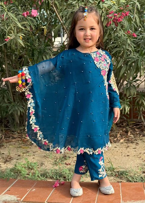 Pearl Cape Dress - Blue