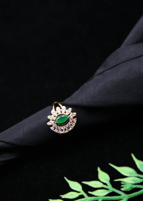 Zaywer | Green Stone Gold Plated Ring