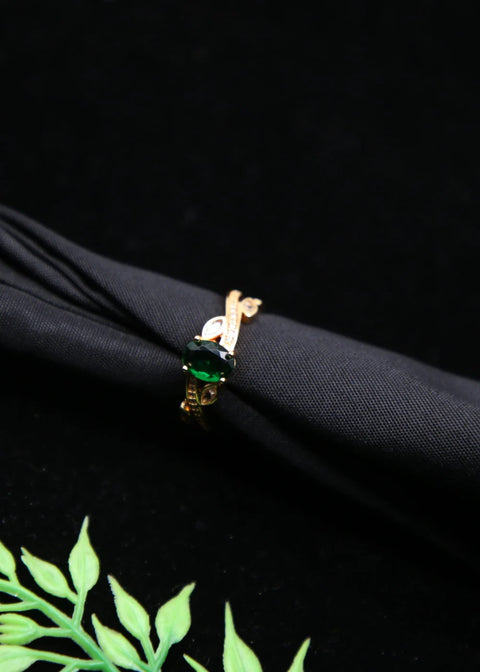 Zaywer | Green Stone Gold Plated Ring