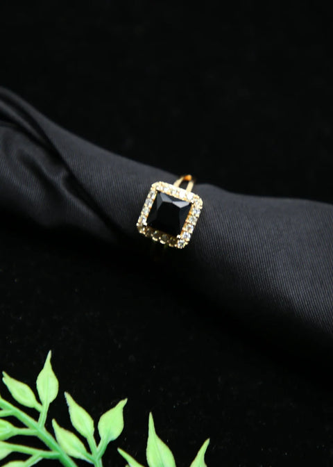 Zaywer | Black Stone Gold Plated Ring
