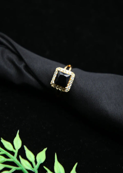 Zaywer | Black Stone Gold Plated Ring