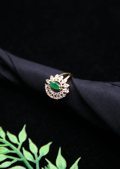 Zaywer | Green Stone Gold Plated Ring