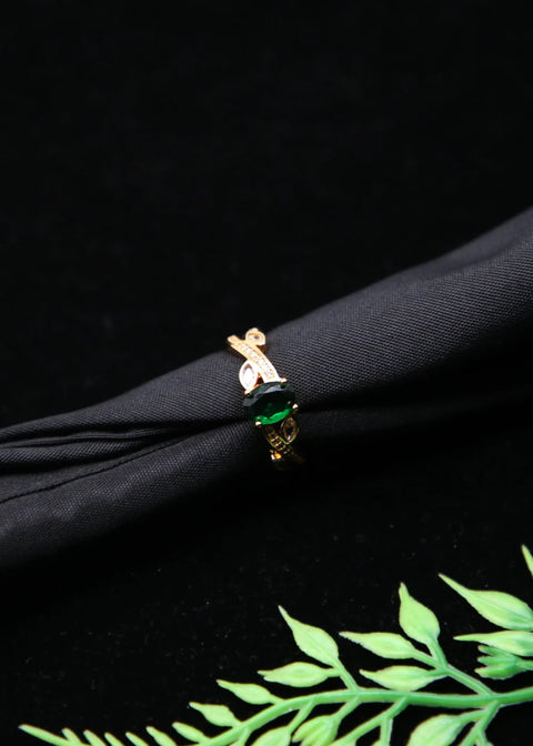 Zaywer | Green Stone Gold Plated Ring