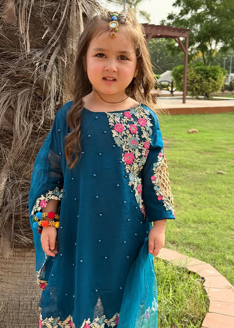 Pearl Cape Dress - Blue