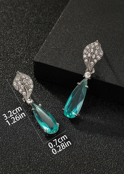 Silver Aqua Drop Earrings –