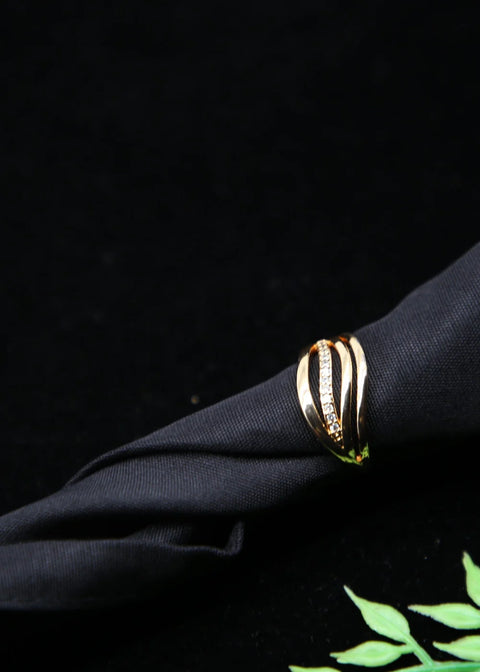 Zaywer | Golden White Stone Gold Plated Ring