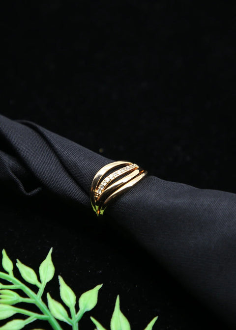Zaywer | Golden White Stone Gold Plated Ring