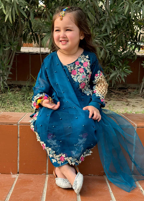 Pearl Cape Dress - Blue