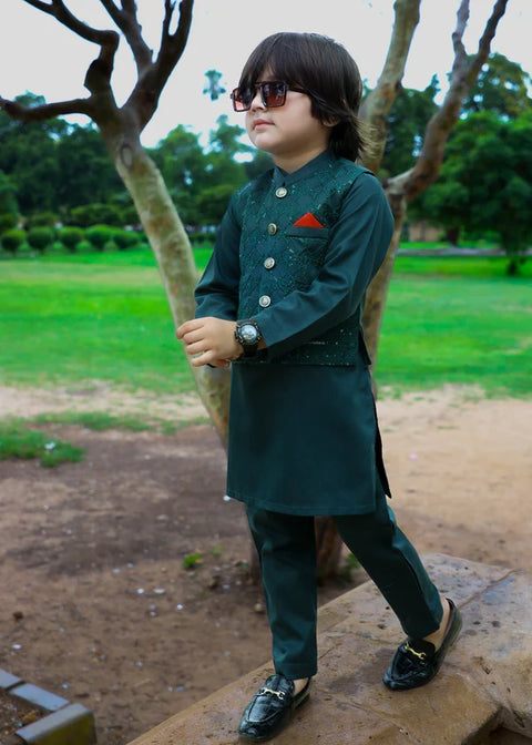 Pine Green Waistcoat Suit-KC 032