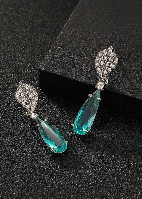 Silver Aqua Drop Earrings –