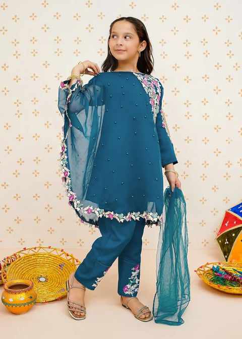 Pearl Cape Dress - Blue