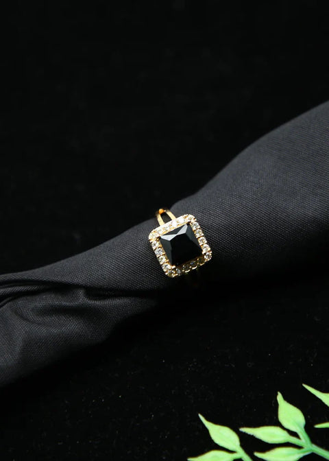 Zaywer | Black Stone Gold Plated Ring