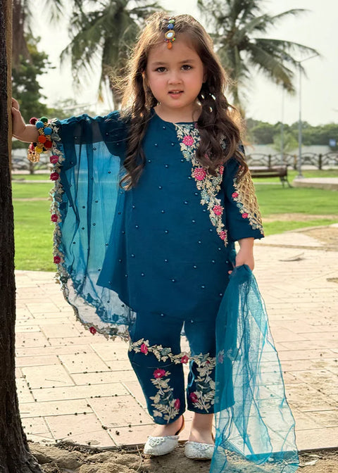Pearl Cape Dress - Blue
