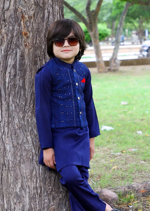 Resolution Blue Waistcoat Suit - Kc 030