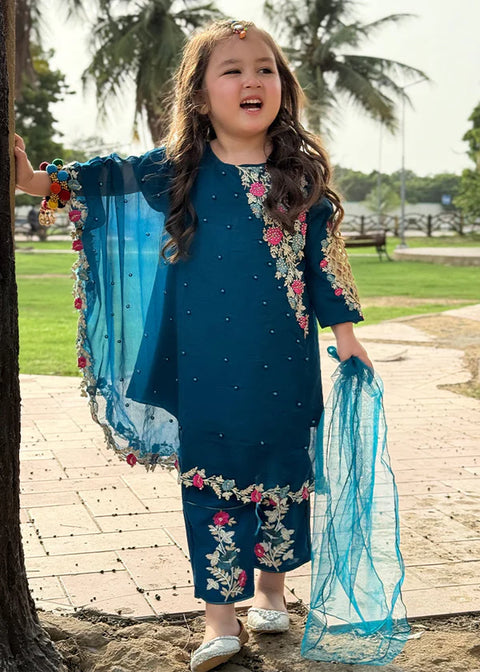 Pearl Cape Dress - Blue