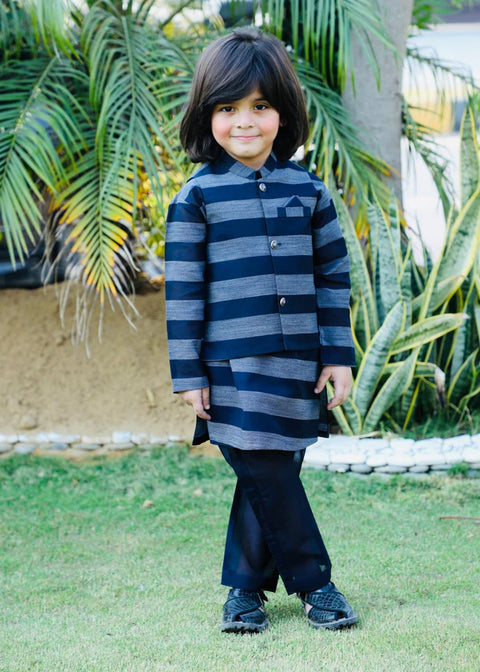 Midnight Blue Waistcoat Suit Ahw 023