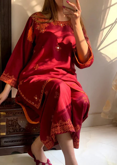 BALOCHI MAROON 2PCS
