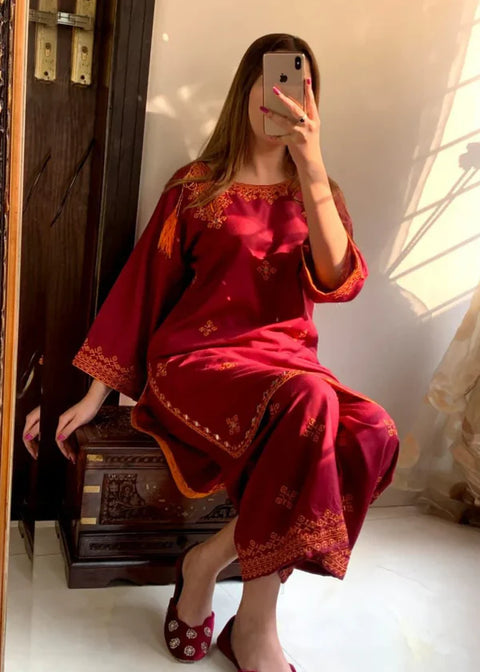 BALOCHI MAROON 2PCS