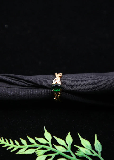 Zaywer | Green Stone Gold Plated Ring