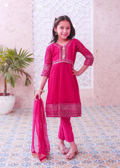 Vivid Pink Short Frok-KST 038
