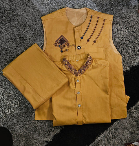 Kurta Shalwar With Embroidered Vest Coat
