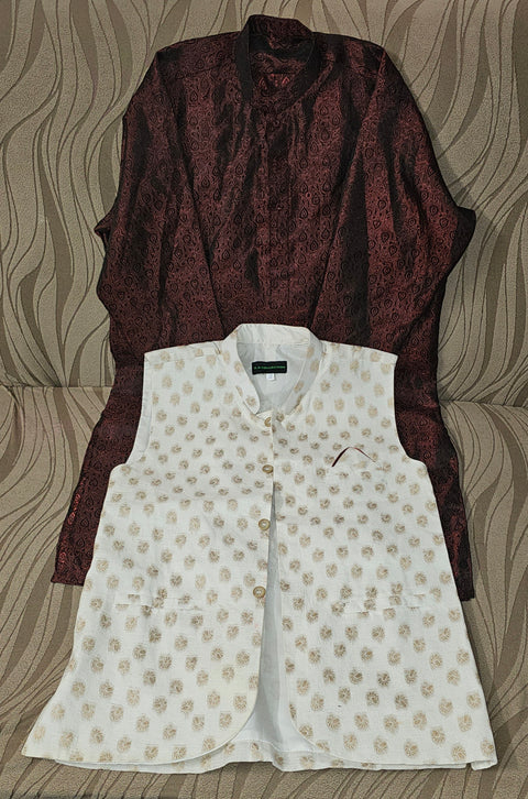 Banarsi Kurta Trouser With Vest