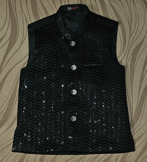 Black Embroidered Vest Coat