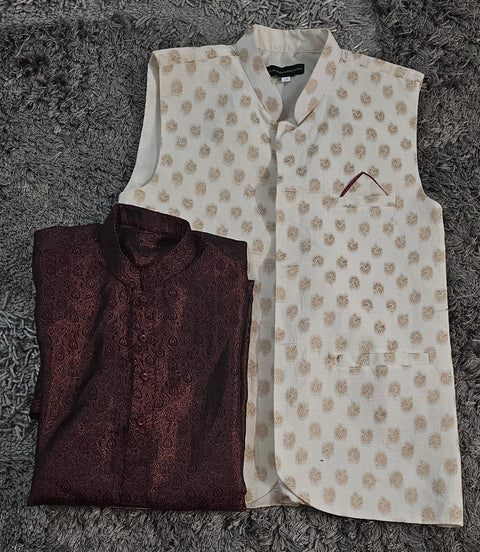 Banarsi Kurta Trouser With Vest