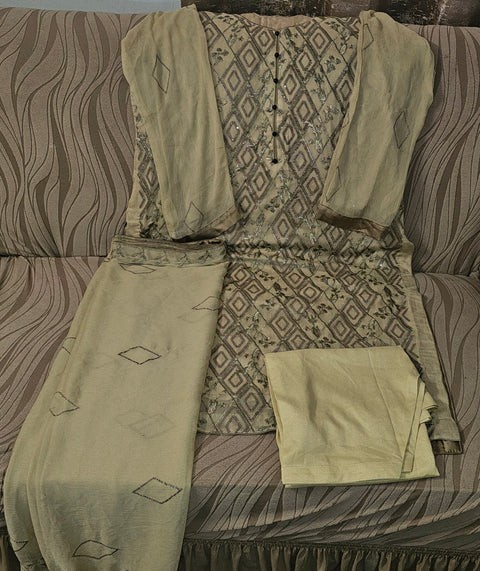 Embroidered Chiffon 3 Piece Dress