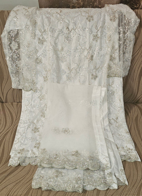 3 piece White Embroidered dress
